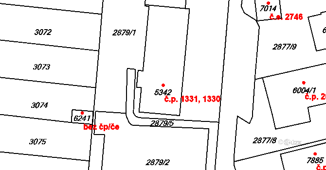 Cheb 1330,1331 na parcele st. 5342 v KÚ Cheb, Katastrální mapa