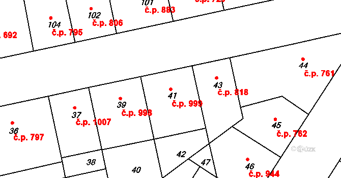 Žižkov 999, Praha na parcele st. 41 v KÚ Žižkov, Katastrální mapa