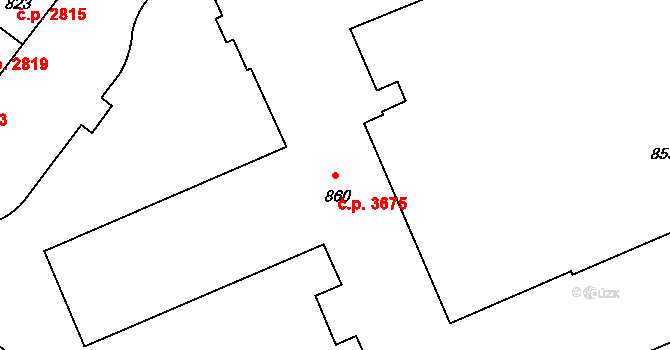 Chomutov 3675 na parcele st. 860 v KÚ Chomutov II, Katastrální mapa