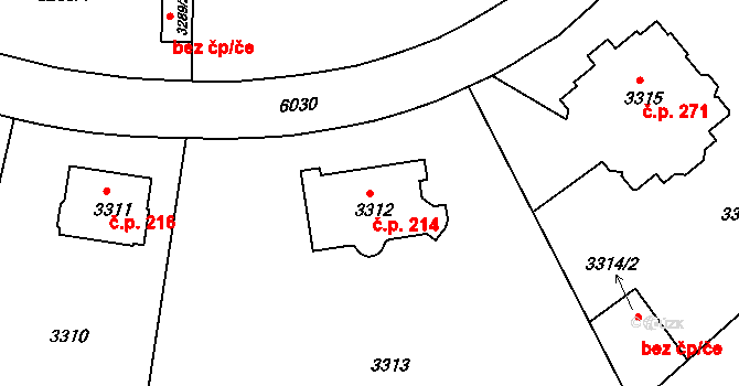 Liberec V-Kristiánov 214, Liberec na parcele st. 3312 v KÚ Liberec, Katastrální mapa