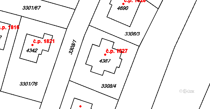 Čelákovice 1827 na parcele st. 4387 v KÚ Čelákovice, Katastrální mapa