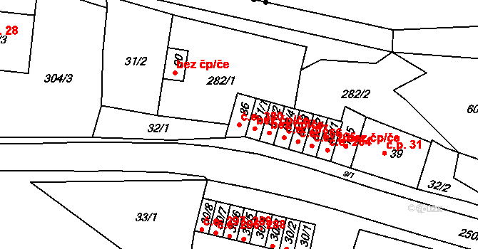 Chanov 380, Obrnice na parcele st. 86 v KÚ Chanov, Katastrální mapa