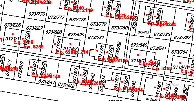 Zlín 6265 na parcele st. 3117/1 v KÚ Zlín, Katastrální mapa