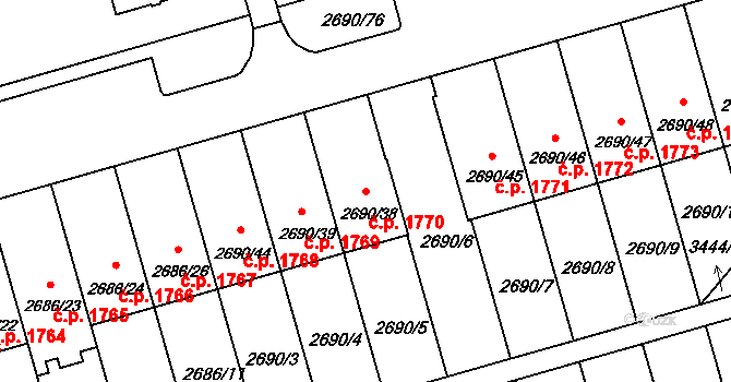 Benešov 1770 na parcele st. 2690/38 v KÚ Benešov u Prahy, Katastrální mapa