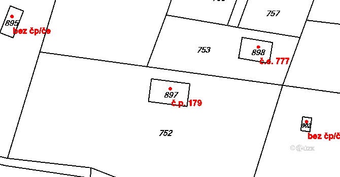 Černíky 179, Zvole na parcele st. 897 v KÚ Zvole u Prahy, Katastrální mapa