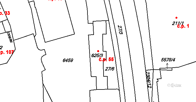 Beroun-Centrum 55, Beroun na parcele st. 625/3 v KÚ Beroun, Katastrální mapa