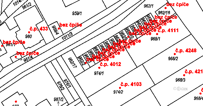 Jablonec nad Nisou 38440105 na parcele st. 962/15 v KÚ Mšeno nad Nisou, Katastrální mapa