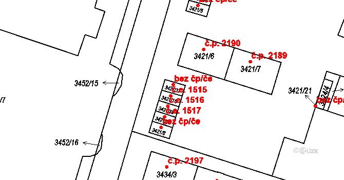 Teplice 39157105 na parcele st. 3421/17 v KÚ Teplice, Katastrální mapa