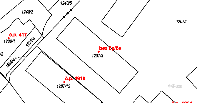 Teplice 39163105 na parcele st. 1207/3 v KÚ Teplice-Trnovany, Katastrální mapa