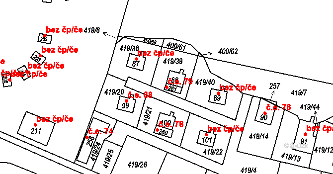 Vikletice 79, Chbany na parcele st. 88 v KÚ Vikletice, Katastrální mapa