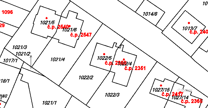 Předměstí 2350, Opava na parcele st. 1022/5 v KÚ Opava-Předměstí, Katastrální mapa