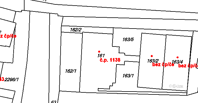 Kunovice 1138 na parcele st. 161 v KÚ Kunovice u Uherského Hradiště, Katastrální mapa