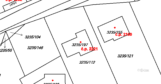 Tachov 2221 na parcele st. 3235/197 v KÚ Tachov, Katastrální mapa