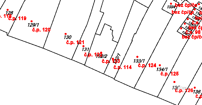 Rakovník I 123, Rakovník na parcele st. 132/2 v KÚ Rakovník, Katastrální mapa