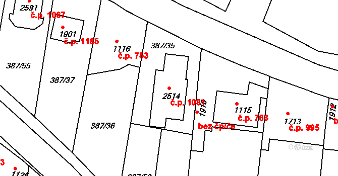 Vodňany II 1081, Vodňany na parcele st. 2514 v KÚ Vodňany, Katastrální mapa