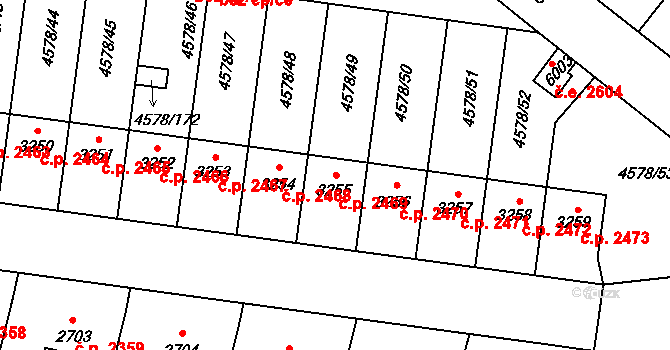 Žatec 2469 na parcele st. 3255 v KÚ Žatec, Katastrální mapa