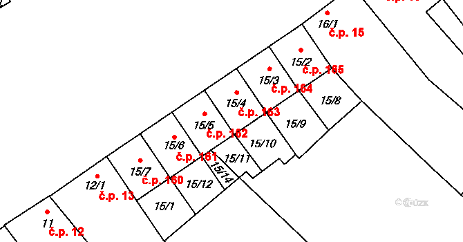 Brod nad Dyjí 163 na parcele st. 15/4 v KÚ Brod nad Dyjí, Katastrální mapa
