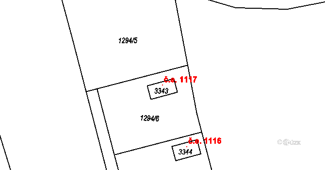 Lipník nad Bečvou I-Město 1117, Lipník nad Bečvou na parcele st. 3343 v KÚ Lipník nad Bečvou, Katastrální mapa