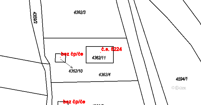 Předměstí 5224, Litoměřice na parcele st. 4362/11 v KÚ Litoměřice, Katastrální mapa