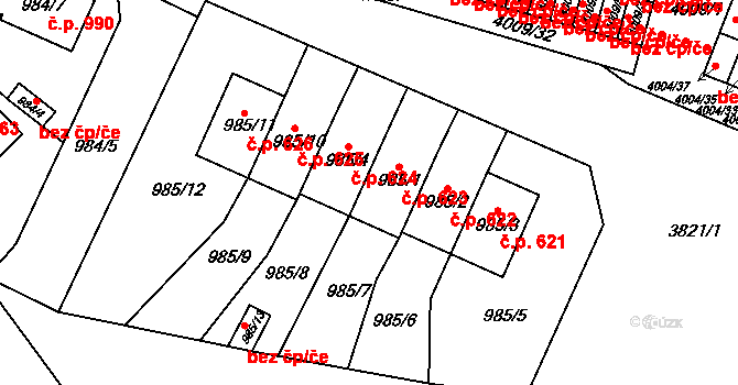 Žižkov 623, Kutná Hora na parcele st. 985/1 v KÚ Kutná Hora, Katastrální mapa