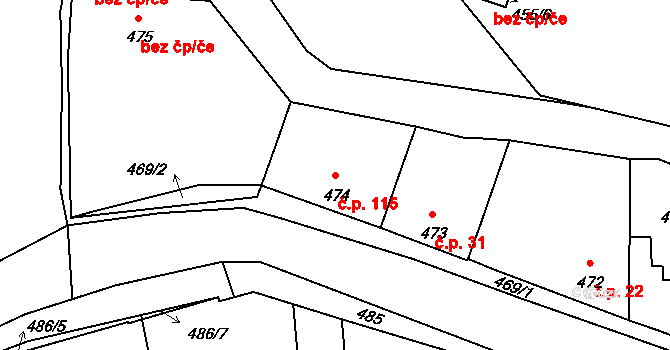 Drahelice 115, Nymburk na parcele st. 474 v KÚ Drahelice, Katastrální mapa