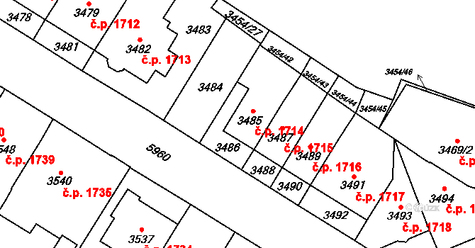 Jihlava 1714 na parcele st. 3485 v KÚ Jihlava, Katastrální mapa