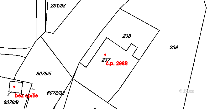 Helenín 2988, Jihlava na parcele st. 237 v KÚ Helenín, Katastrální mapa