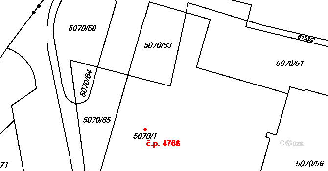 Jihlava 4766 na parcele st. 5070/1 v KÚ Jihlava, Katastrální mapa