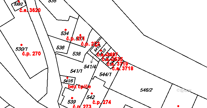 Jihlava 3535 na parcele st. 541/3 v KÚ Jihlava, Katastrální mapa