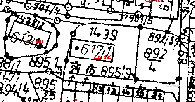 Jablonné v Podještědí 483 na parcele st. 617/1 v KÚ Jablonné v Podještědí, Katastrální mapa
