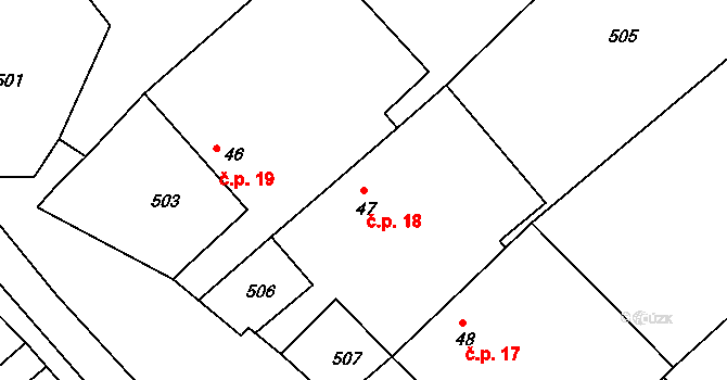 Jedlov 18, Mirošov na parcele st. 47 v KÚ Mirošov u Jihlavy, Katastrální mapa