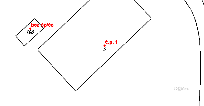 Zdislavice 1, Troubky-Zdislavice na parcele st. 2 v KÚ Zdislavice, Katastrální mapa