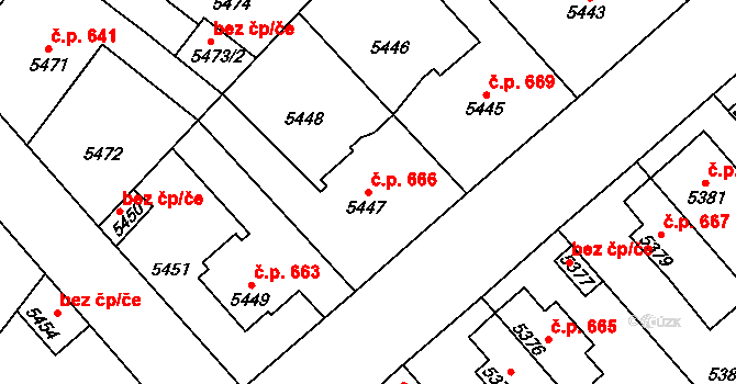 Kročehlavy 666, Kladno na parcele st. 5447 v KÚ Kročehlavy, Katastrální mapa