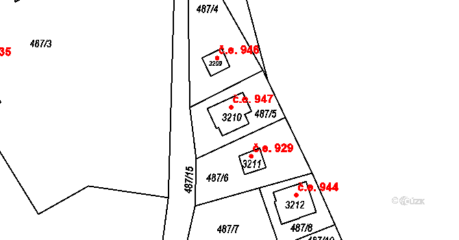 Ostravice 947 na parcele st. 3210 v KÚ Staré Hamry 2, Katastrální mapa