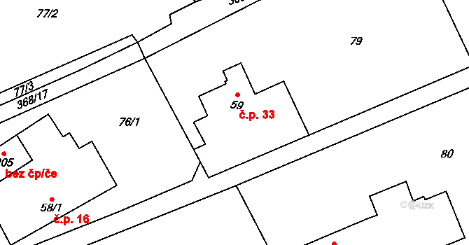 Stašov 33 na parcele st. 59 v KÚ Stašov u Zdic, Katastrální mapa