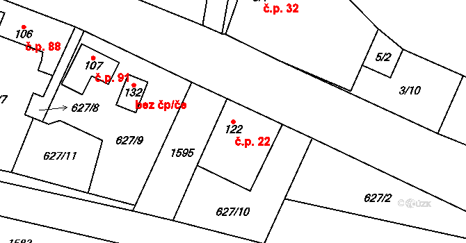 Cakov 22, Senice na Hané na parcele st. 122 v KÚ Cakov, Katastrální mapa