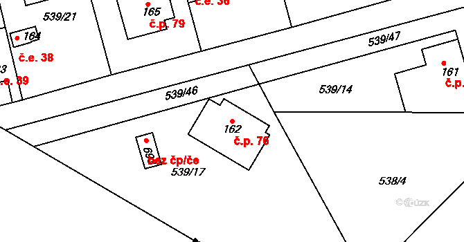 Horoušánky 76, Horoušany na parcele st. 162 v KÚ Horoušany, Katastrální mapa