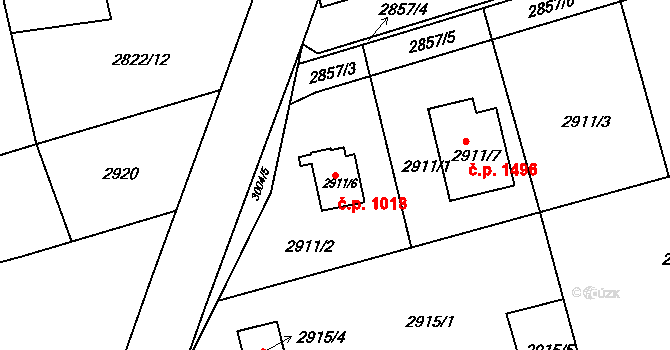 Frýdlant 1018, Frýdlant nad Ostravicí na parcele st. 2911/6 v KÚ Frýdlant nad Ostravicí, Katastrální mapa