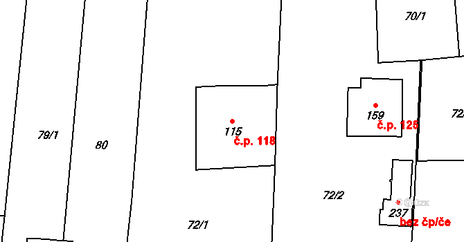 Krchleby 118, Staňkov na parcele st. 115 v KÚ Krchleby u Staňkova, Katastrální mapa