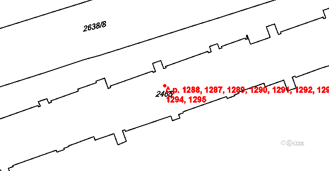 Kobylisy 1287,1288,1289,1290,, Praha na parcele st. 2465 v KÚ Kobylisy, Katastrální mapa