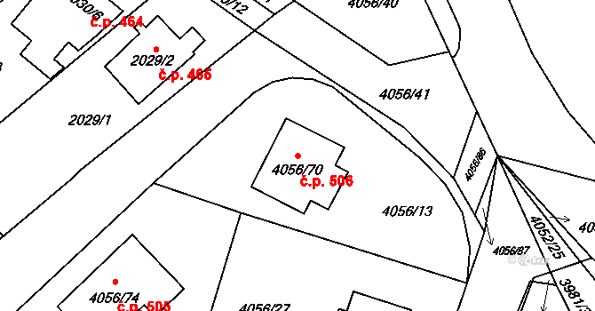 Příbram III 506, Příbram na parcele st. 4056/70 v KÚ Příbram, Katastrální mapa