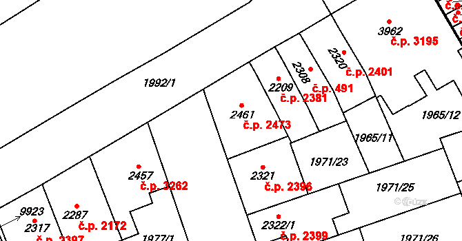 Hodonín 2473 na parcele st. 2461 v KÚ Hodonín, Katastrální mapa