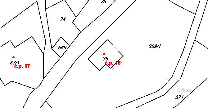 Dolní Albeřice 15, Horní Maršov na parcele st. 36 v KÚ Dolní Albeřice, Katastrální mapa