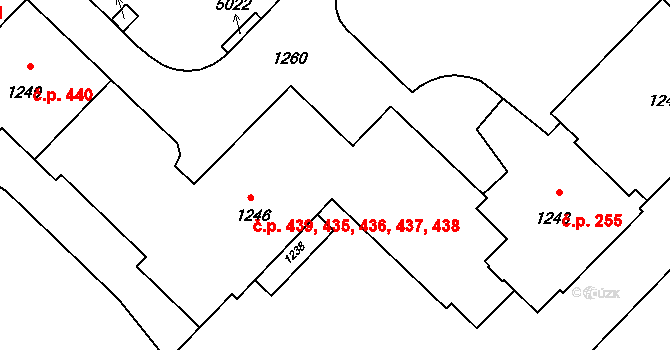 Město 435,436,437,438,439, Havířov na parcele st. 1246 v KÚ Havířov-město, Katastrální mapa