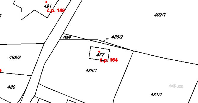 Úžlabí 164, Habartov na parcele st. 487 v KÚ Habartov, Katastrální mapa