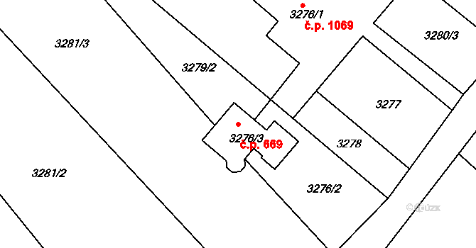 Rumburk 1 669, Rumburk na parcele st. 3276/3 v KÚ Rumburk, Katastrální mapa