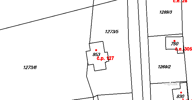 Chrastava 127 na parcele st. 953 v KÚ Chrastava I, Katastrální mapa