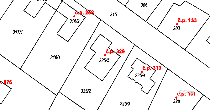 Senec 329, Zruč-Senec na parcele st. 325/5 v KÚ Senec u Plzně, Katastrální mapa