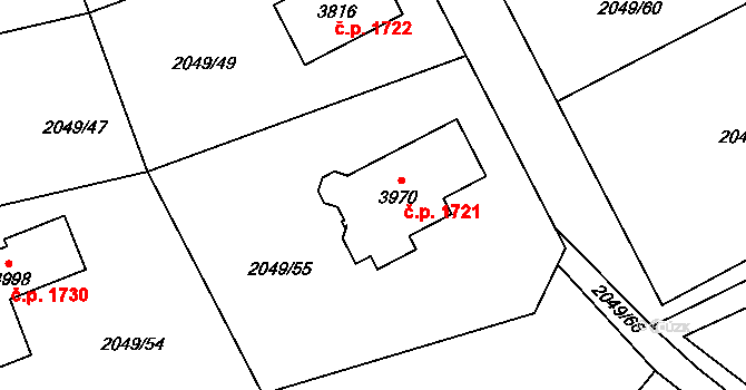 Humpolec 1721 na parcele st. 3970 v KÚ Humpolec, Katastrální mapa