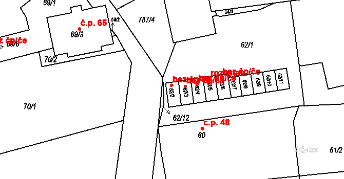 Meclov 39229106 na parcele st. 62/3 v KÚ Třebnice u Domažlic, Katastrální mapa